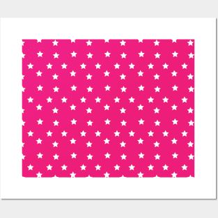 Abdon | Pink and White Stars Pattern Posters and Art